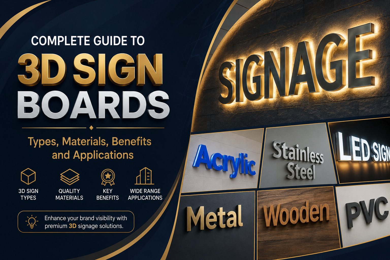 Complete Guide to 3D Sign Boards: Types, Materials, Benefits and Applications