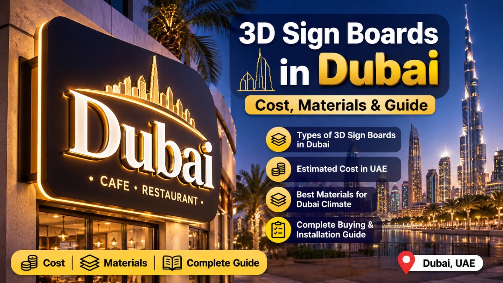 3D Sign Boards in Dubai | Cost, Materials & Guide