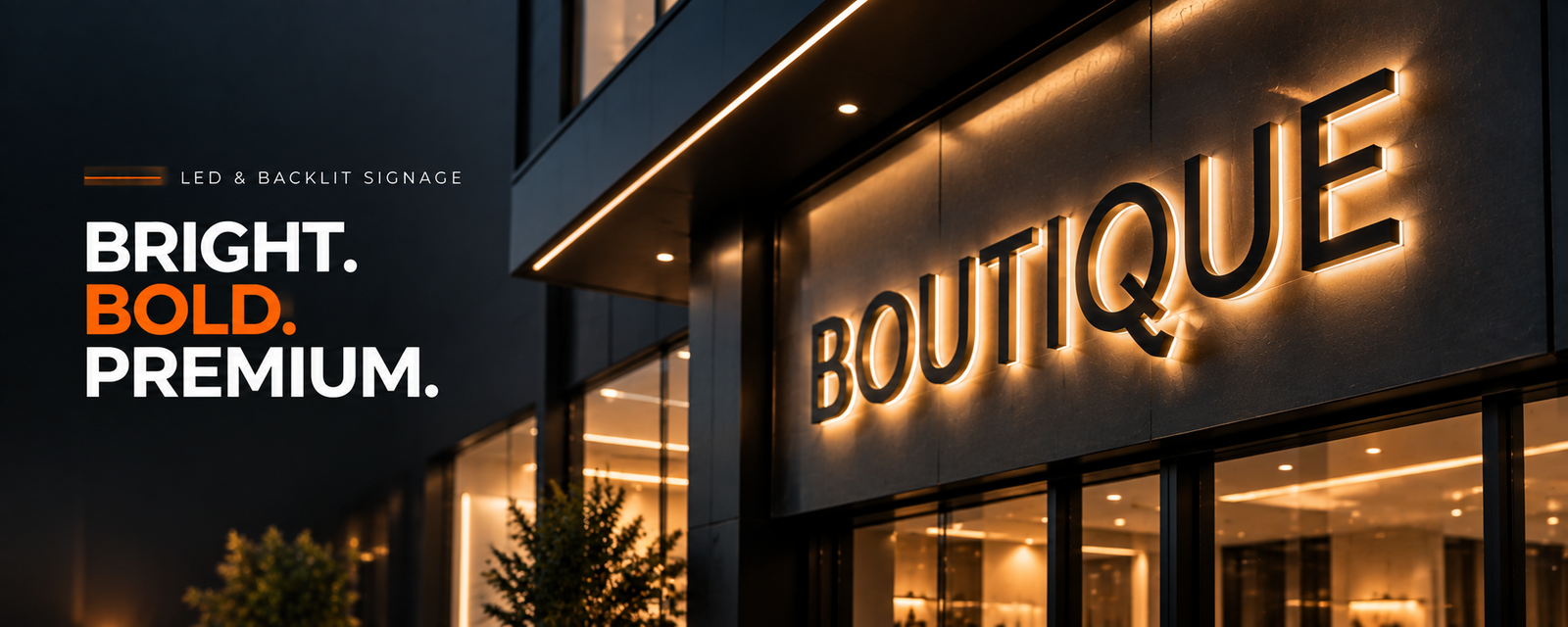 LED and backlit illuminated signage for premium commercial storefront
